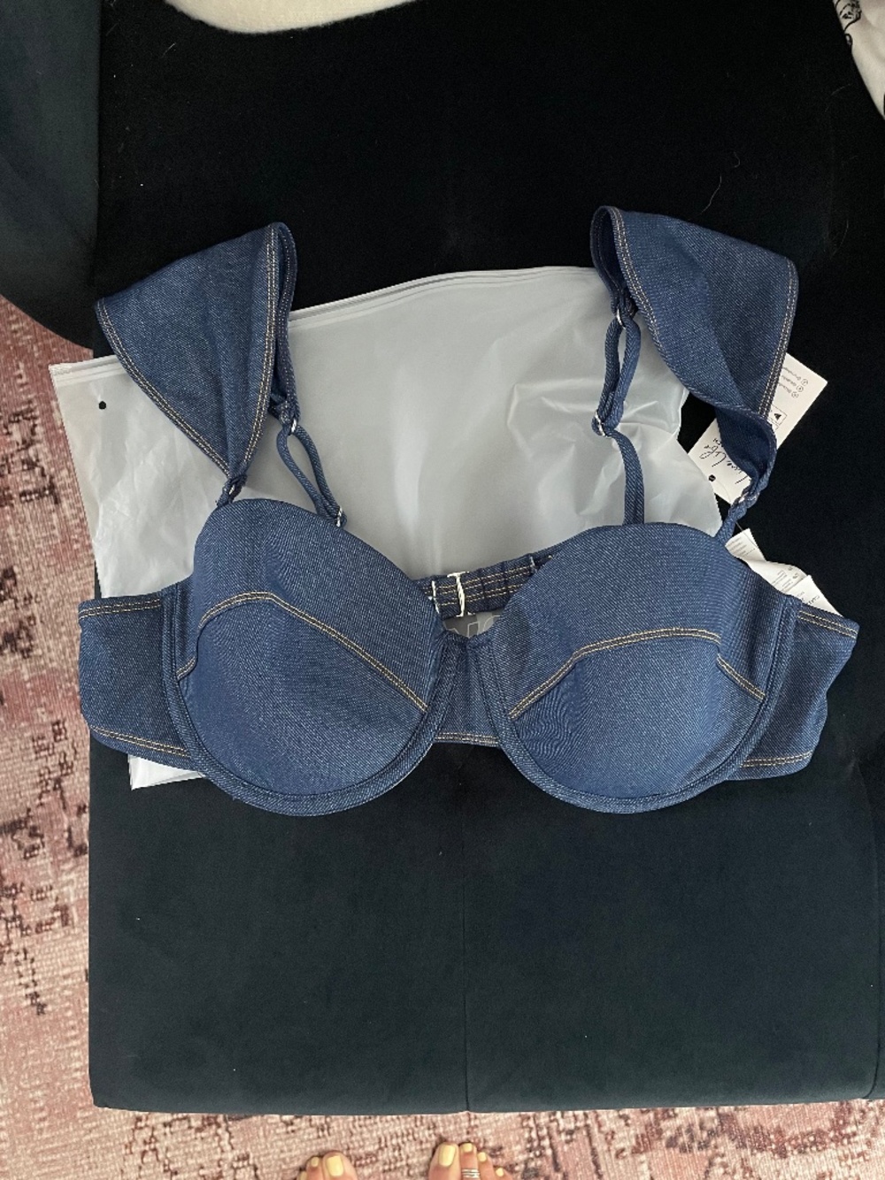 Denim Underwire Bikini Top Size XL by Cupshe NWT